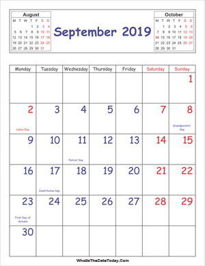 printable 2019 calendar september