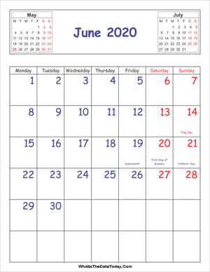 printable 2020 calendar june