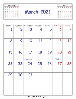 printable 2021 calendar march