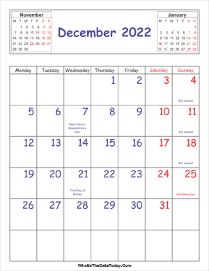 printable 2022 calendar december