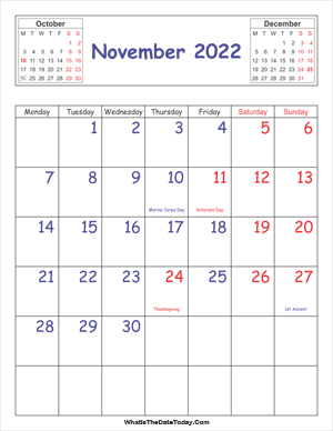 printable 2022 calendar november