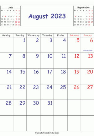 printable 2023 calendar august (vertical)