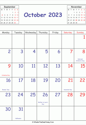 printable 2023 calendar october