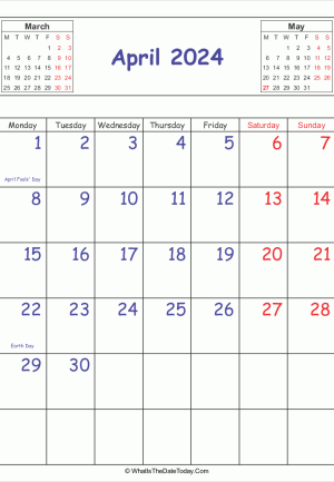 printable 2024 calendar april (vertical)
