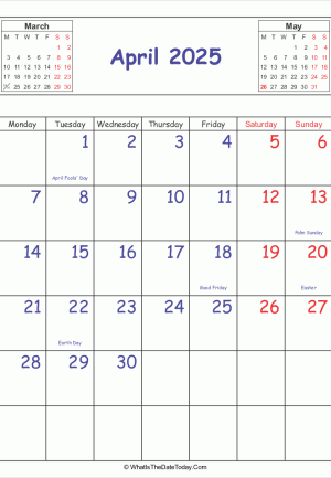 printable 2025 calendar april (vertical)