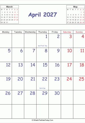 printable 2027 calendar april (vertical)
