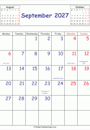 printable 2027 calendar september
