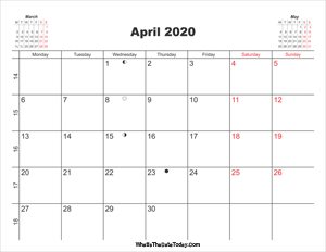 printable calendar april 2020