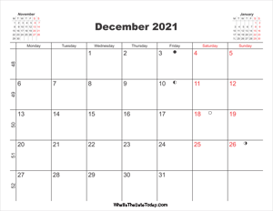 printable calendar december 2021
