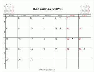 printable calendar december 2025