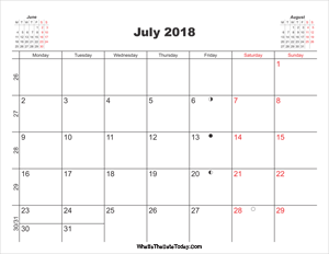 printable calendar july 2018