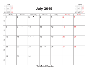 printable calendar july 2019