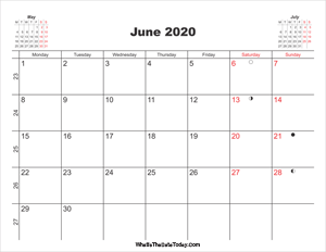 printable calendar june 2020