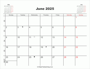 printable calendar june 2025