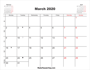 printable calendar march 2020