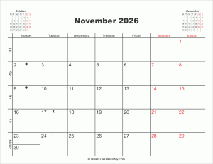 printable calendar november 2026
