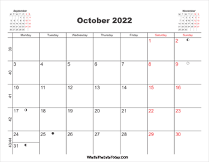 printable calendar october 2022