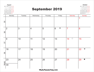 printable calendar september 2019