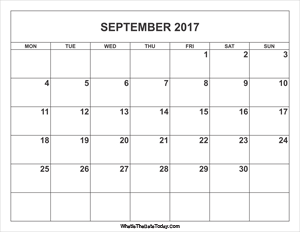 september 2017 calendar