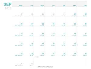 september 2018 editable calendar