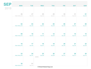 september 2019 editable calendar