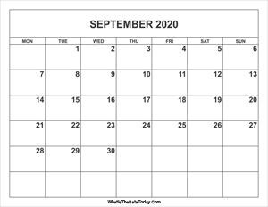 september 2020 calendar
