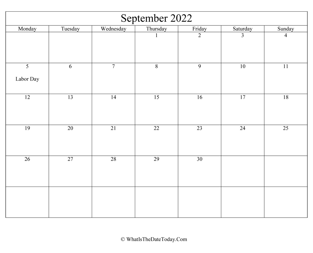September 2022 Editable Calendar September 2022 Editable Calendar | Whatisthedatetoday.com