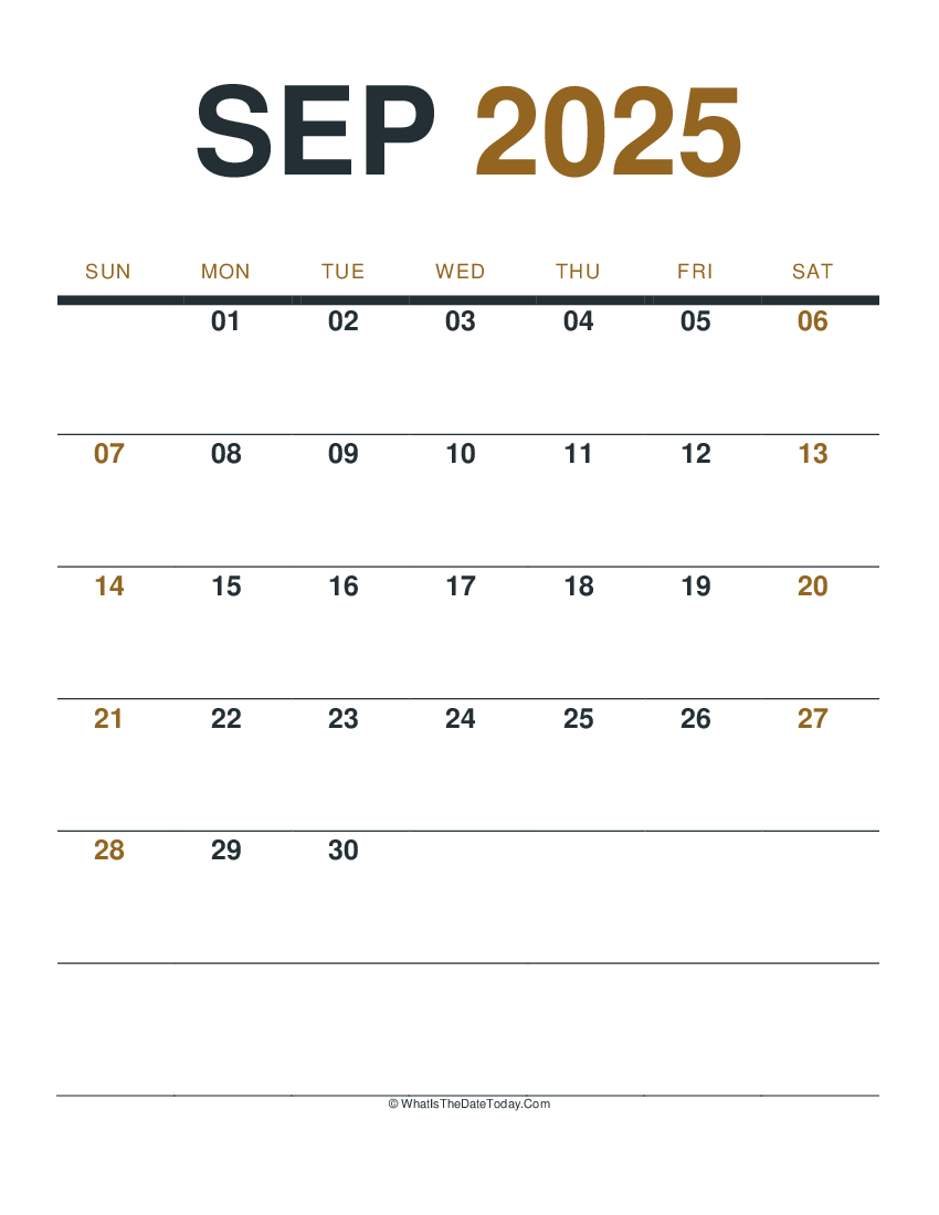 september 2025 printable calendar (portrait layout)