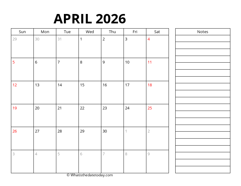 April With sidebar notes