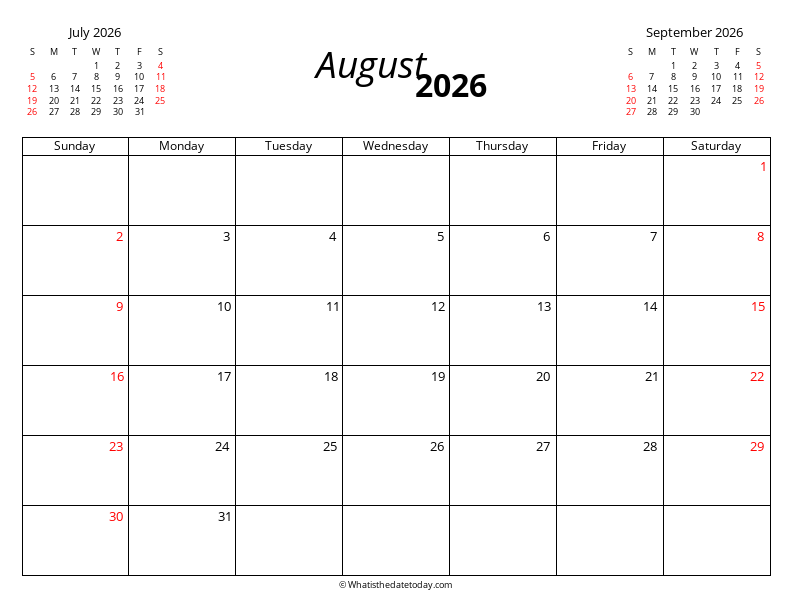 August with Mini Calendar
