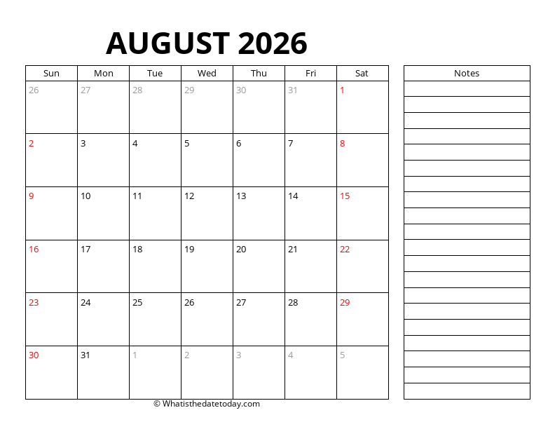 August With sidebar notes