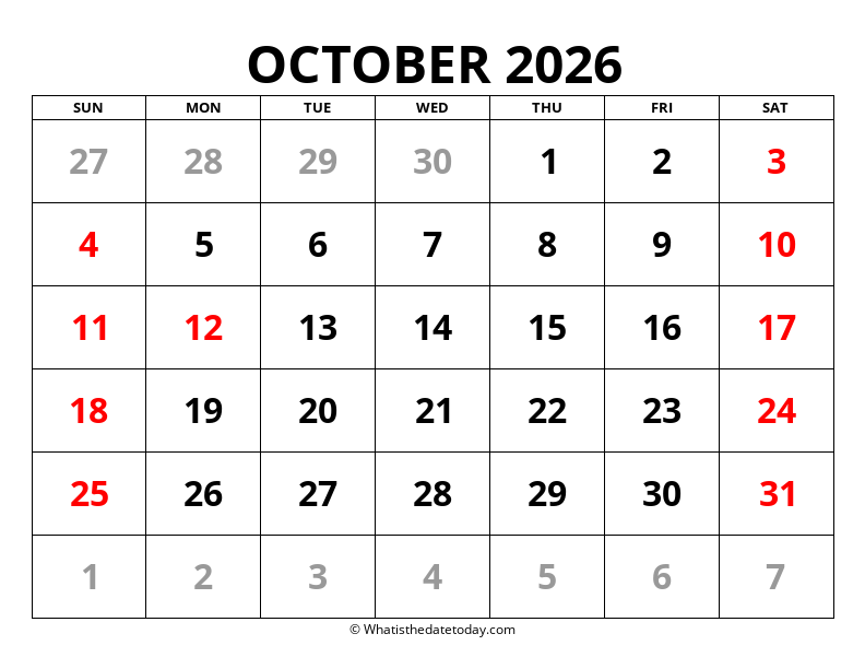October Large Print