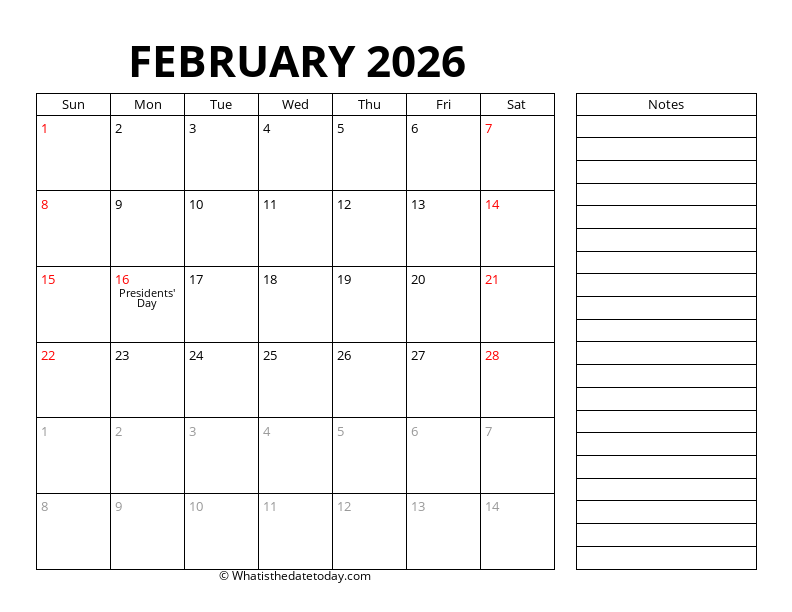 February With sidebar notes