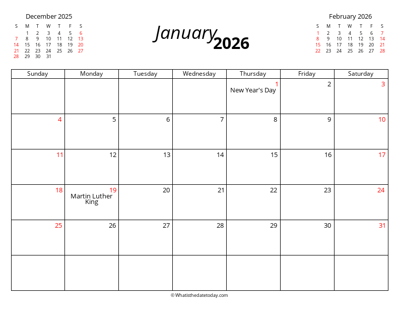 January with Mini Calendar