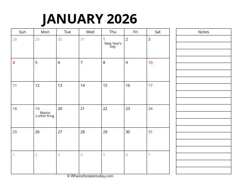 January With sidebar notes