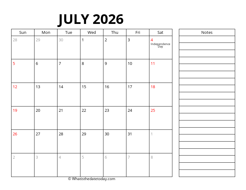 July With sidebar notes