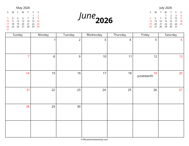 June with Mini Calendar