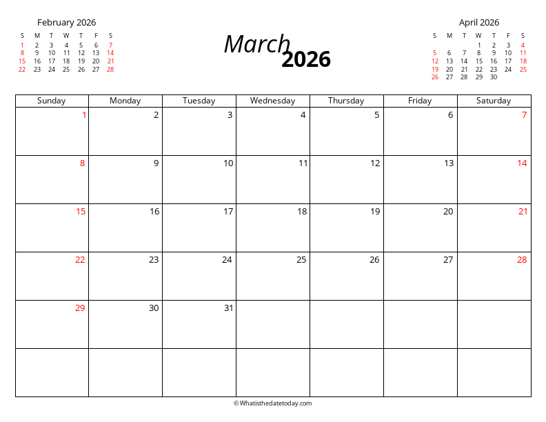 March with Mini Calendar