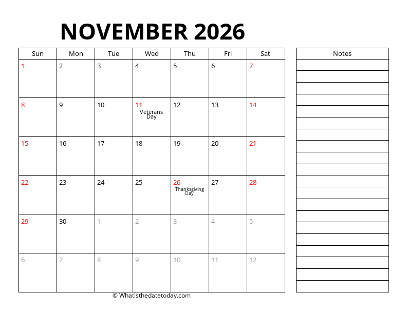 November With sidebar notes