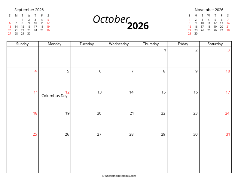 October with Mini Calendar