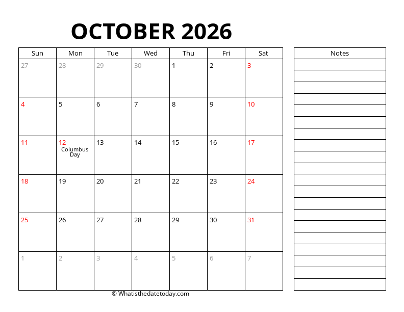October With sidebar notes