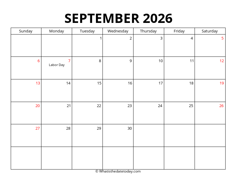 September With US Holidays
