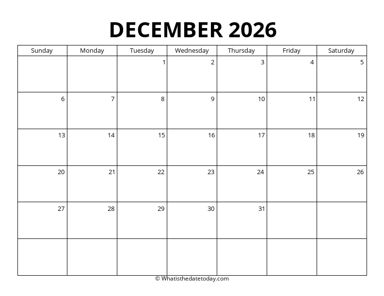 Blank December Calendar