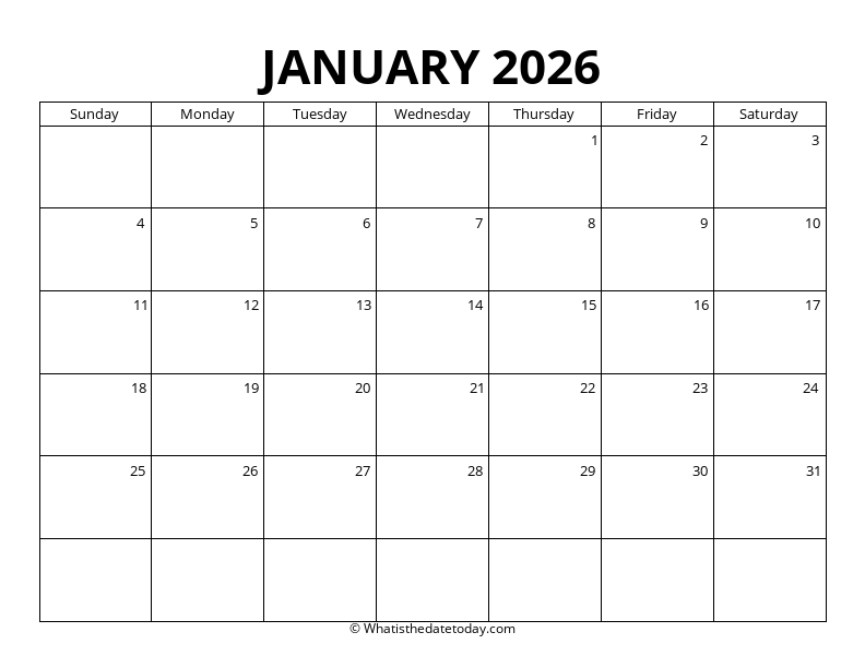 Blank January Calendar