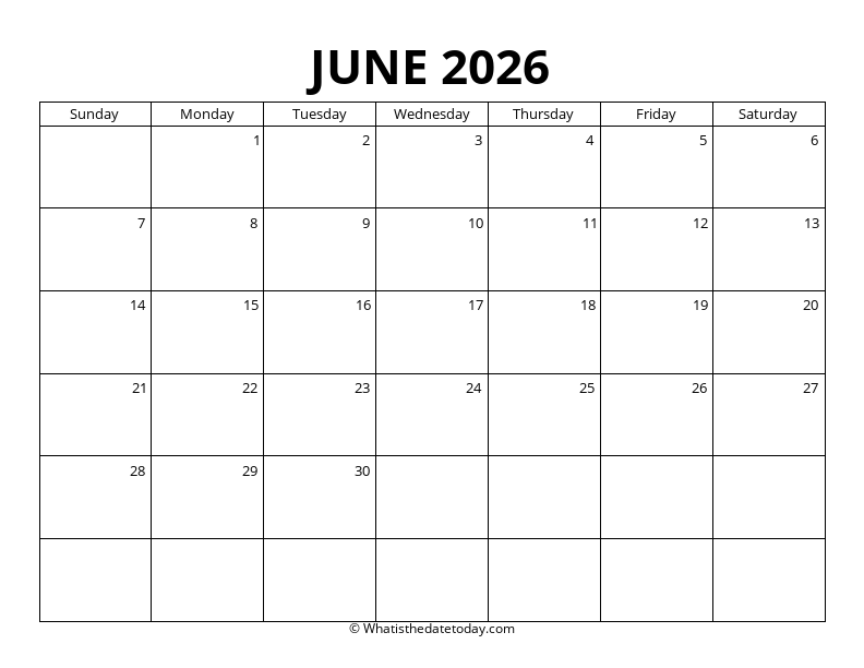 Blank June Calendar