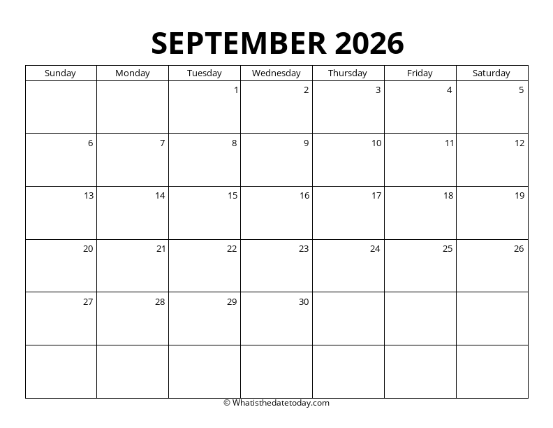 Blank September Calendar