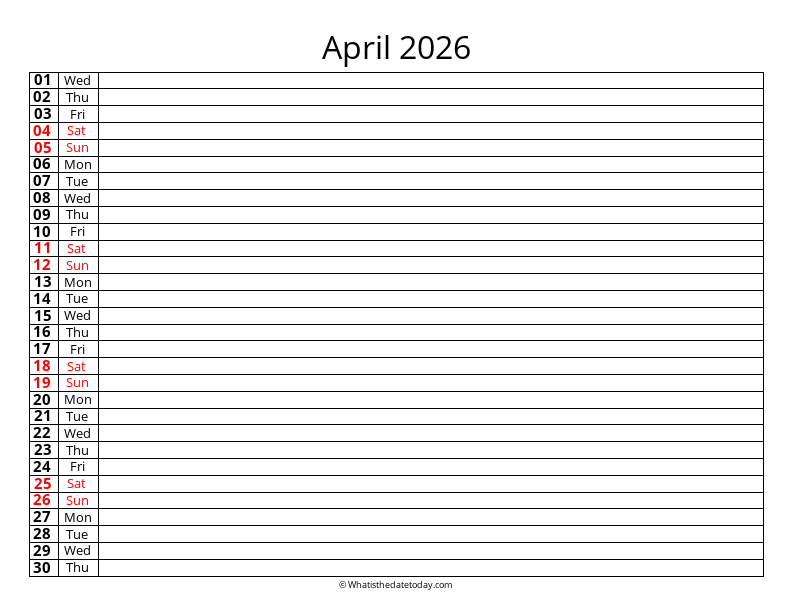 Fillable Calendar April