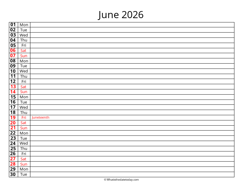 Fillable Calendar June