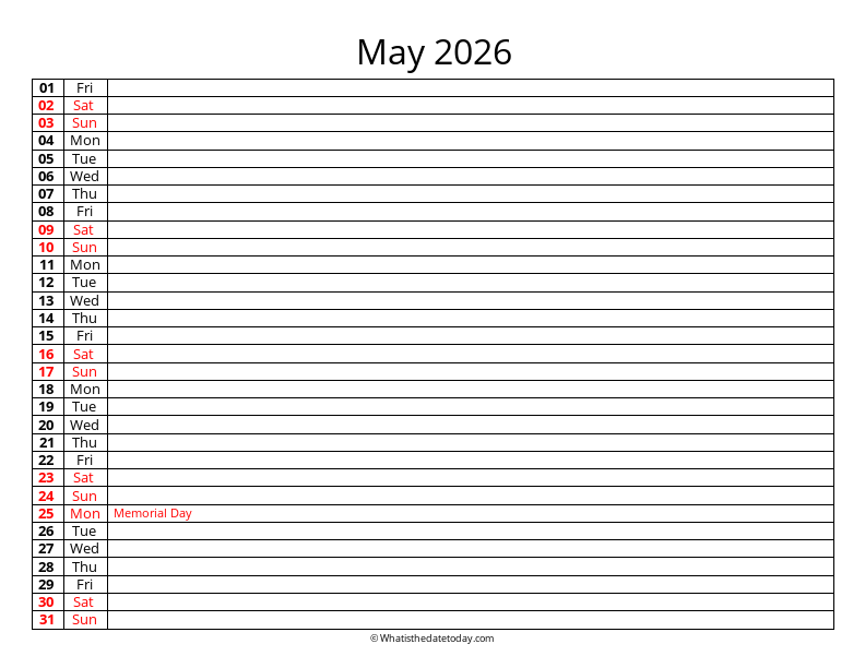 Fillable Calendar May