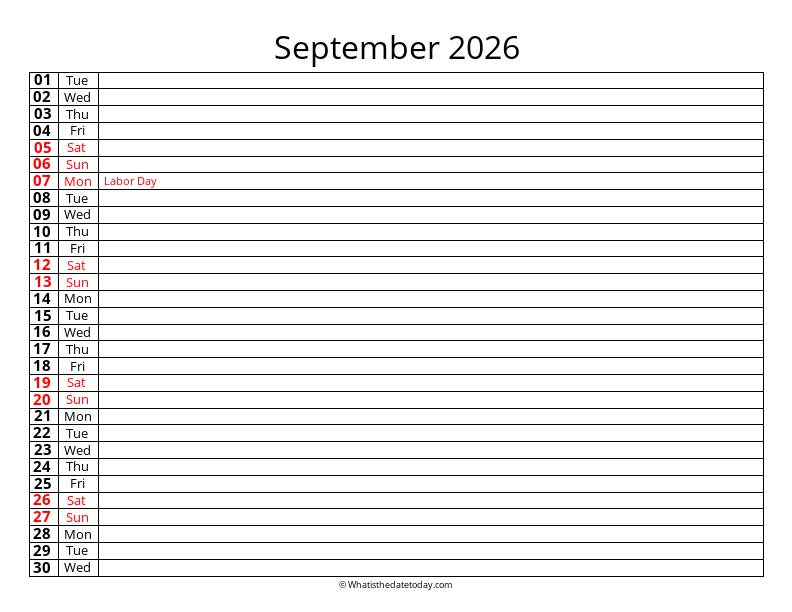 Fillable Calendar September